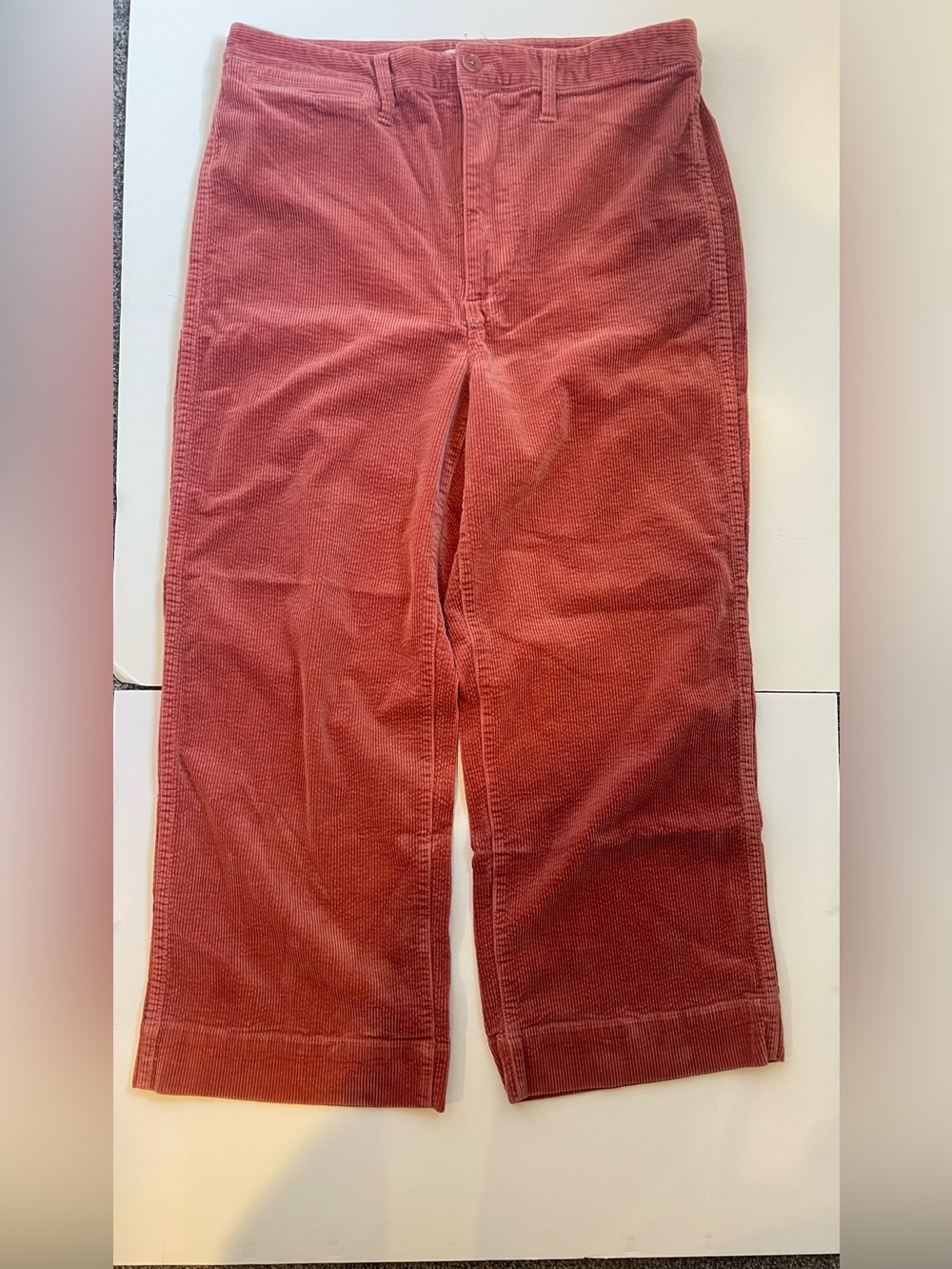 Madewell Slim Emmett Wide-Leg Crop Corduroy Pants Dusty Rose Size 30